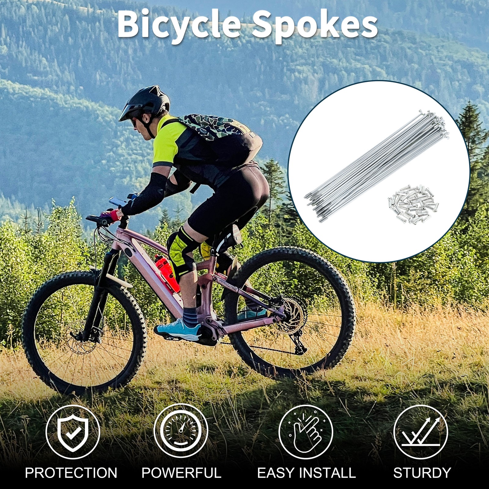 1 Set 14G 185mm Bicycle Spoke Length Nipple Galvanized Carbon Steel