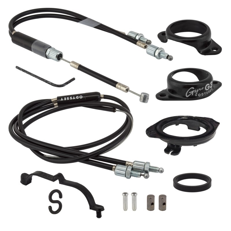 ODYSSEY GYRO 3 1-1/8″ BMX BICYCLE GYRO-DETANGLER COMPLETE KIT W/ BLACK CABLES