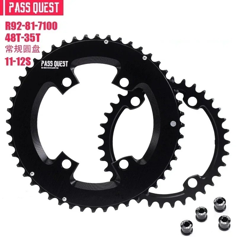 4 Bolts Round Chainwheel 110bcd Aluminum Double Chainring for Shimano 54T-33T