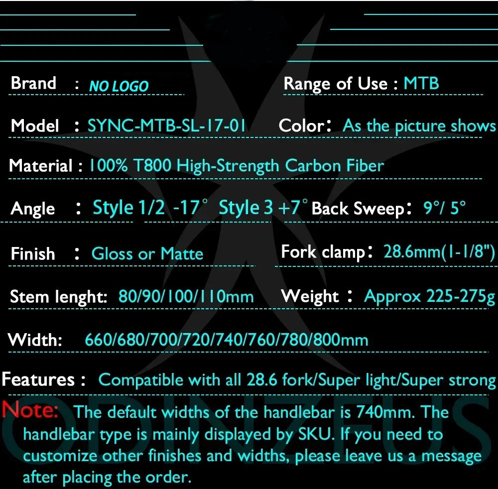 Mountain Bicycle Full Carbon One Shaped Integrated 7°/-17° Angle Clamp 28.6mm