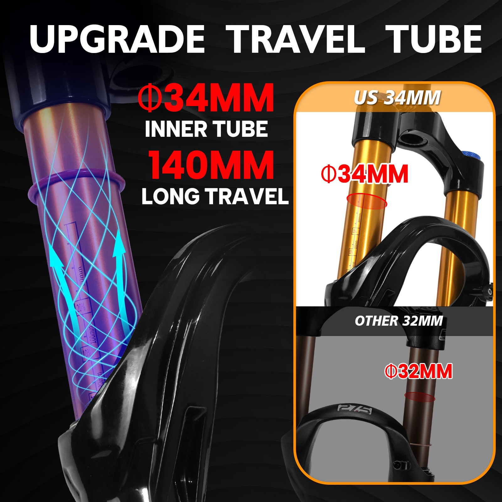 180/120mm Travel Air Suspension Fork 26/27.5/29 inch MTB XC Remote 34/32mm Tube