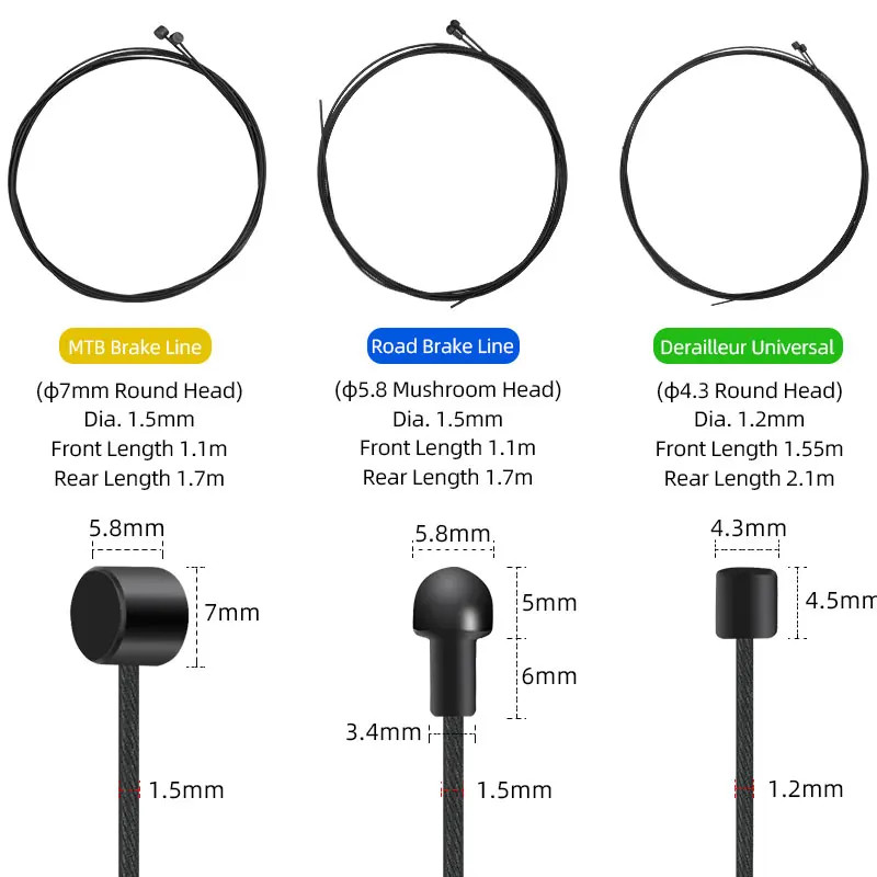 Bicycle PTFE Coated Stainless Steel Core Wire MTB Road Bicycle Zinc Coated Carbo