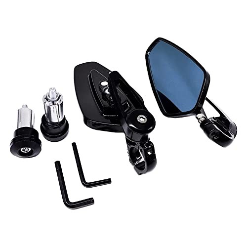 Handle Bar End Mirrors CNC Aluminum Alloy 1 Pair, Universal Rear View Black