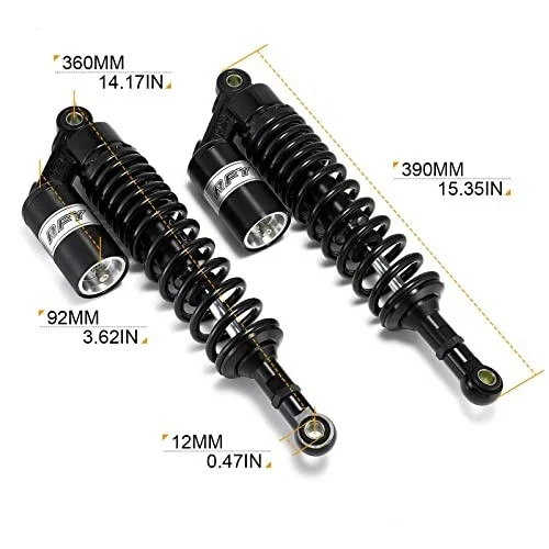 360mm 14.17 inch 7mm Spring Universal Motorcycle Air Shock Absorber Rear Black