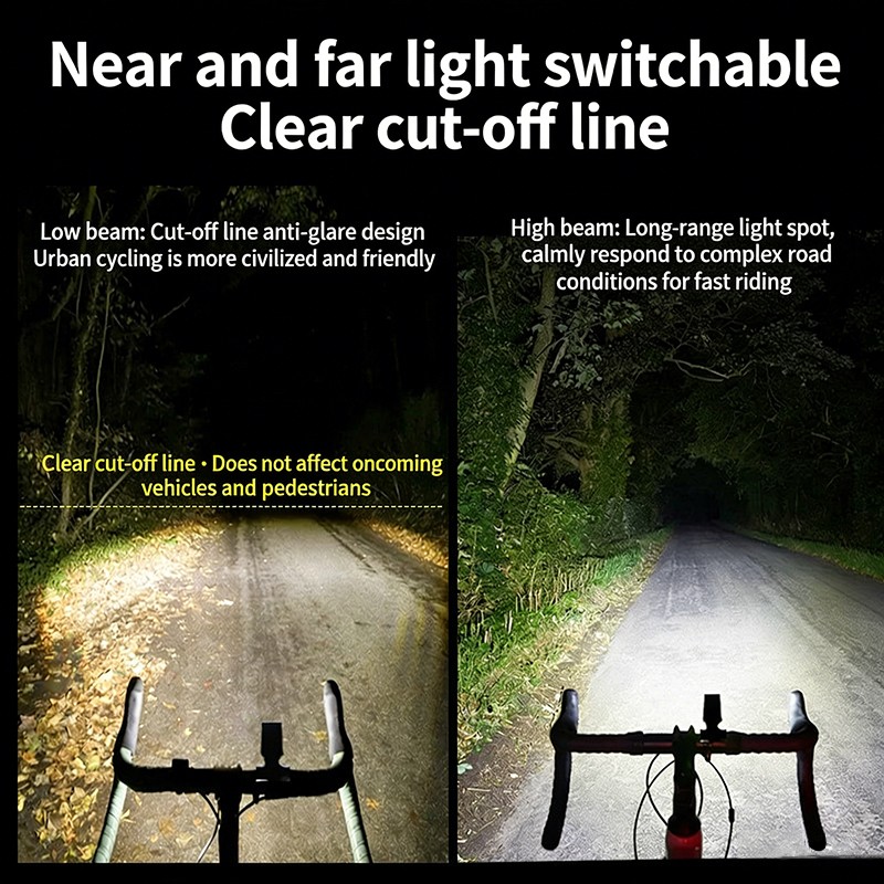 1100LM Wireless Bicycle Front Headlight with Remote Control-USB Rechargeable LED
