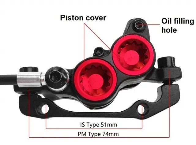 Zoom 4-piston Hydraulic Disc Brake Kits Front Rear for Ebike Electric Bicycle