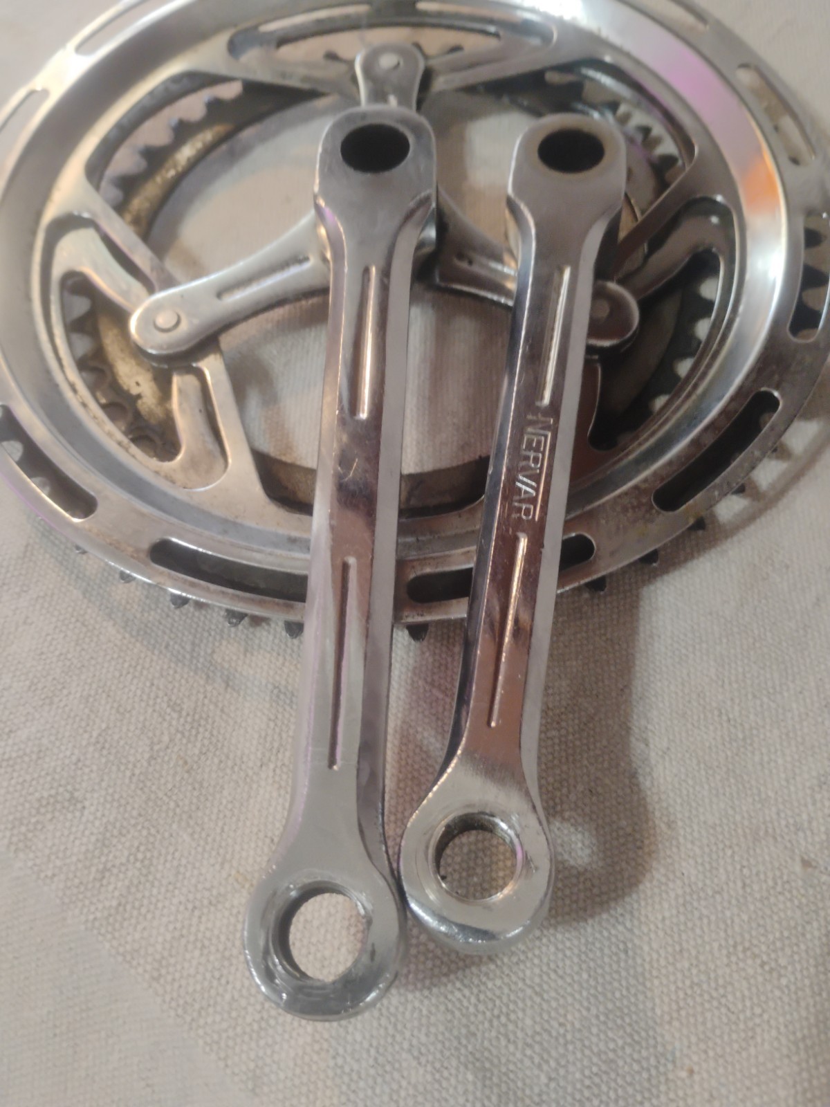Vintage Nervar Crankset 52/40T 165MM Arm Length For 1/2″ Pedals Made In France
