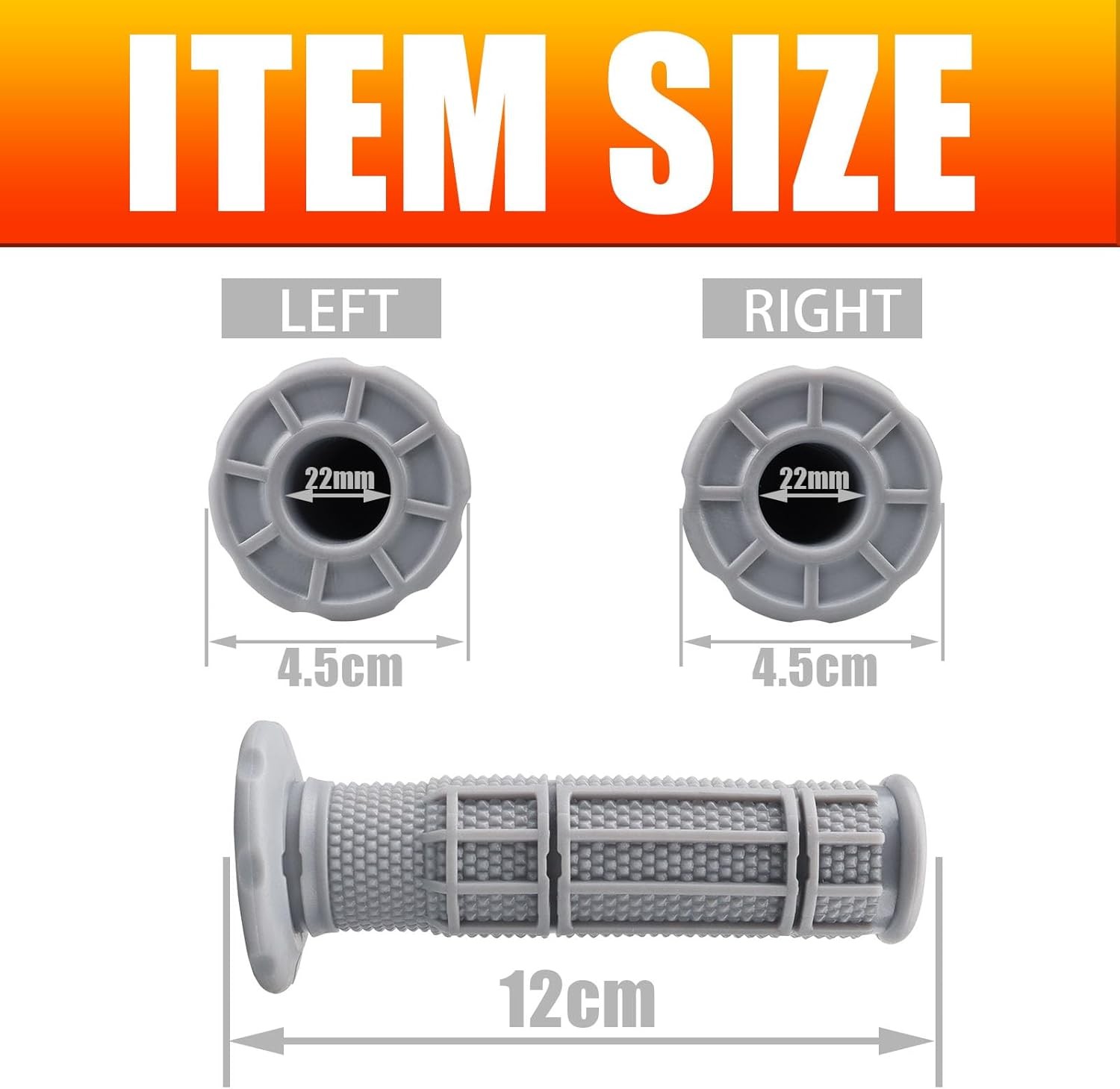 7/8» ATV Grips Upgrade Universal Handlebar Grips Soft Rubber Thum Color: Gray