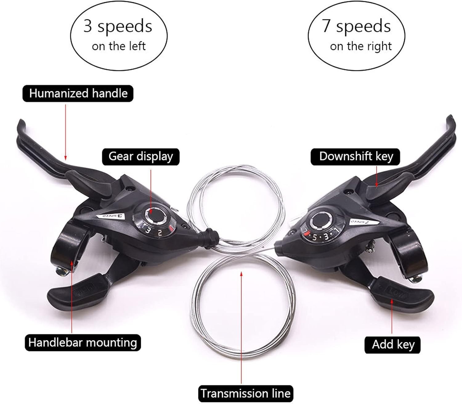 Ambidextrous 3×7 21-Speed Shifter Set for Mountain and Road Bikes – Easy Install