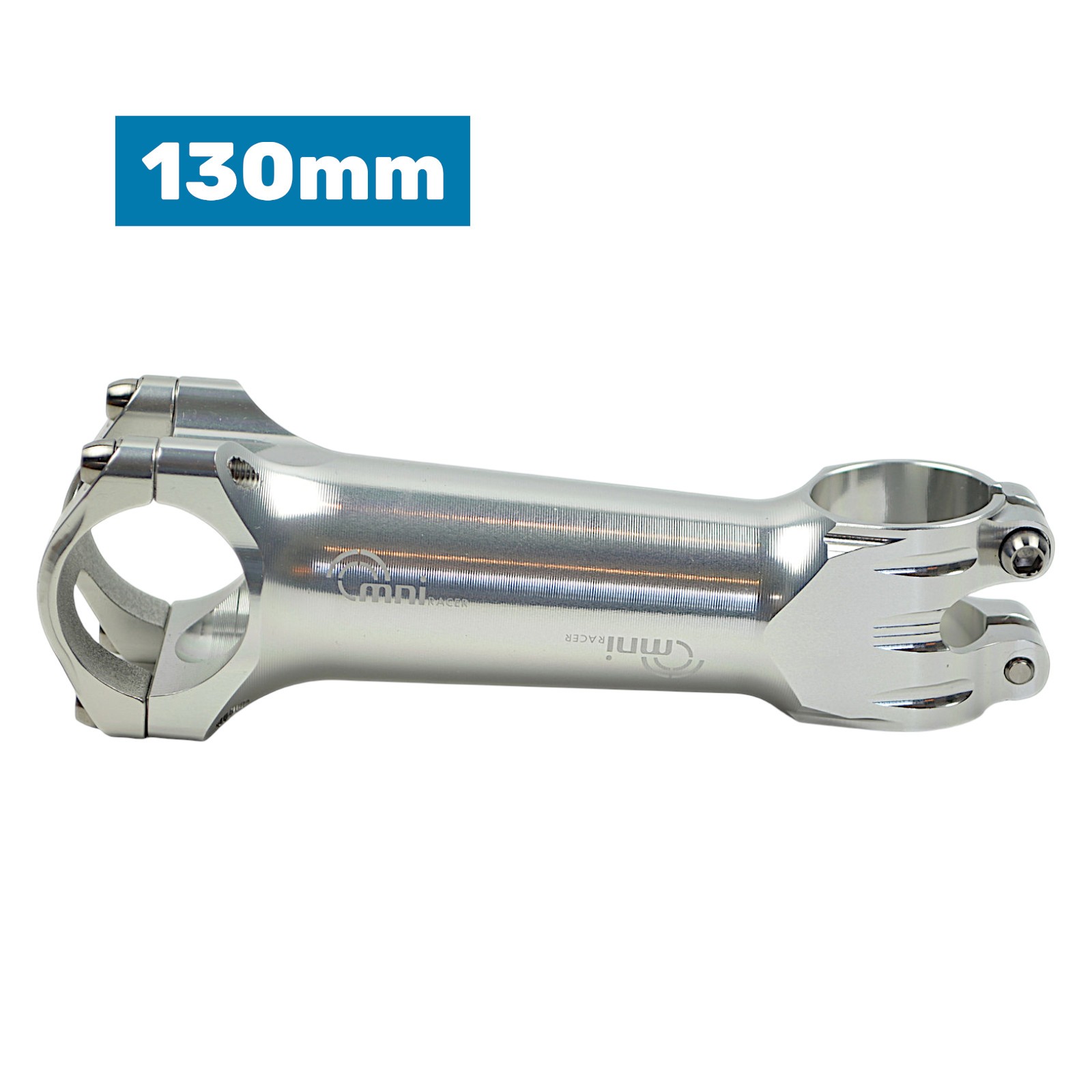 31.8x130mm OMNI Racer WORLDS LIGHTEST RACE-Lite Handlebar Stem & Ti Bolts SILVER
