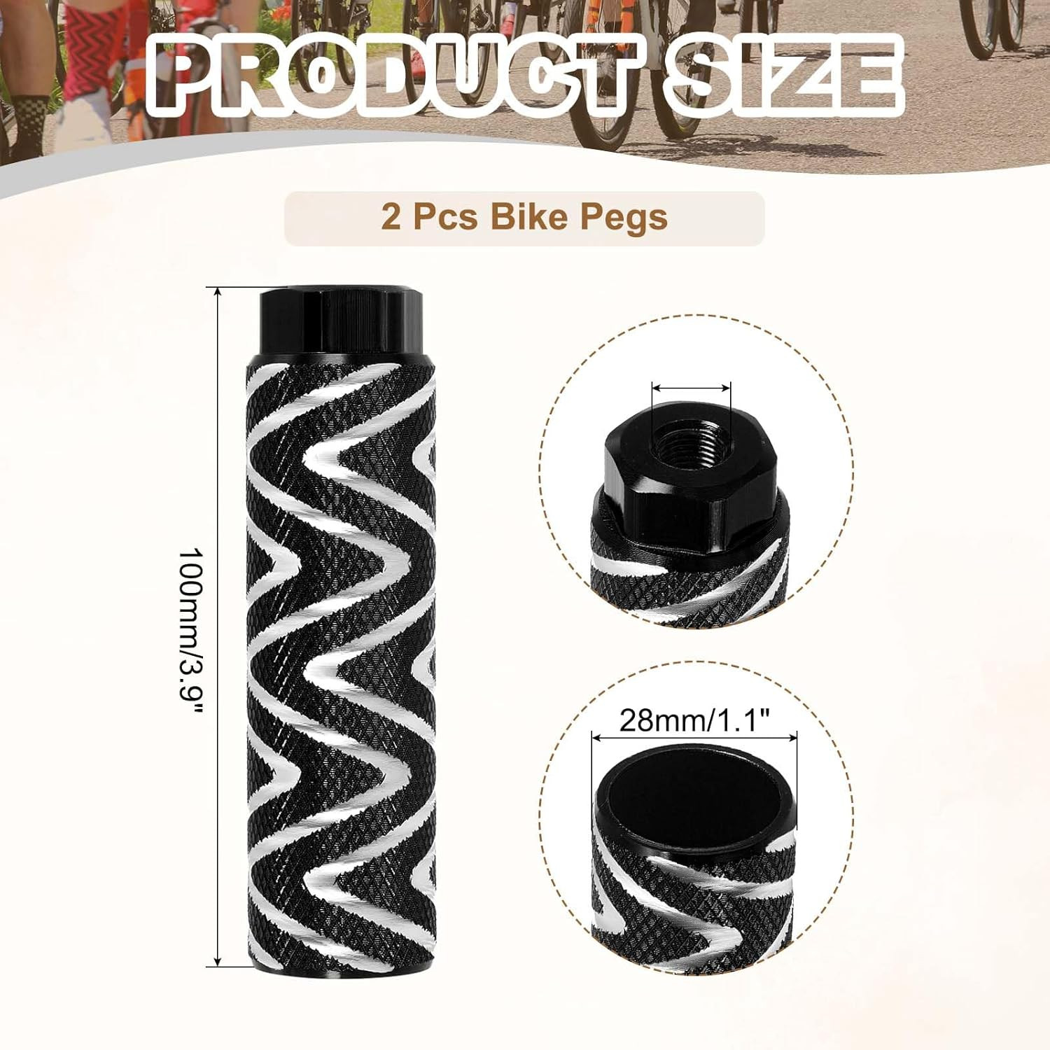 Bike Pegs Fit Axles, Aluminum Alloy Anti-Skid Lead Foot Bicycle Peg Back Seat St