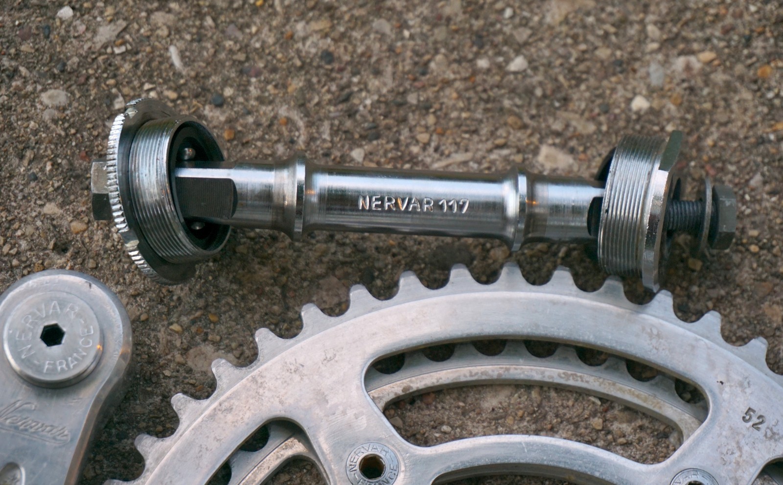 Vintage Nervar Crankset Square Taper Bottom Bracket French Thread TA Stronglight
