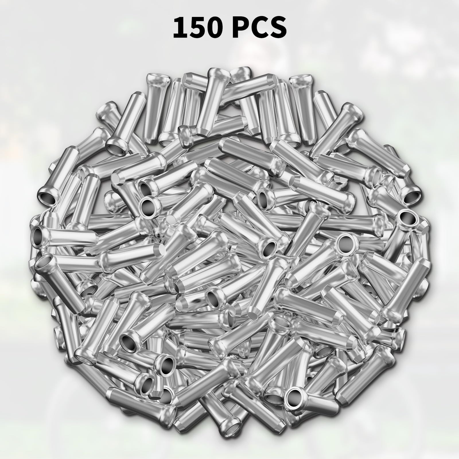 150 PCS Bike Cable End Caps – Aluminum Alloy Brake & Derailleur Long, Silver