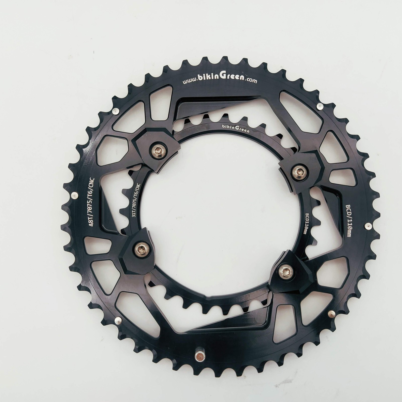 bikinGreen 48/31T V3 CNC Chainring For Shimano 4 Arm 9-12 Speed Road Gravel