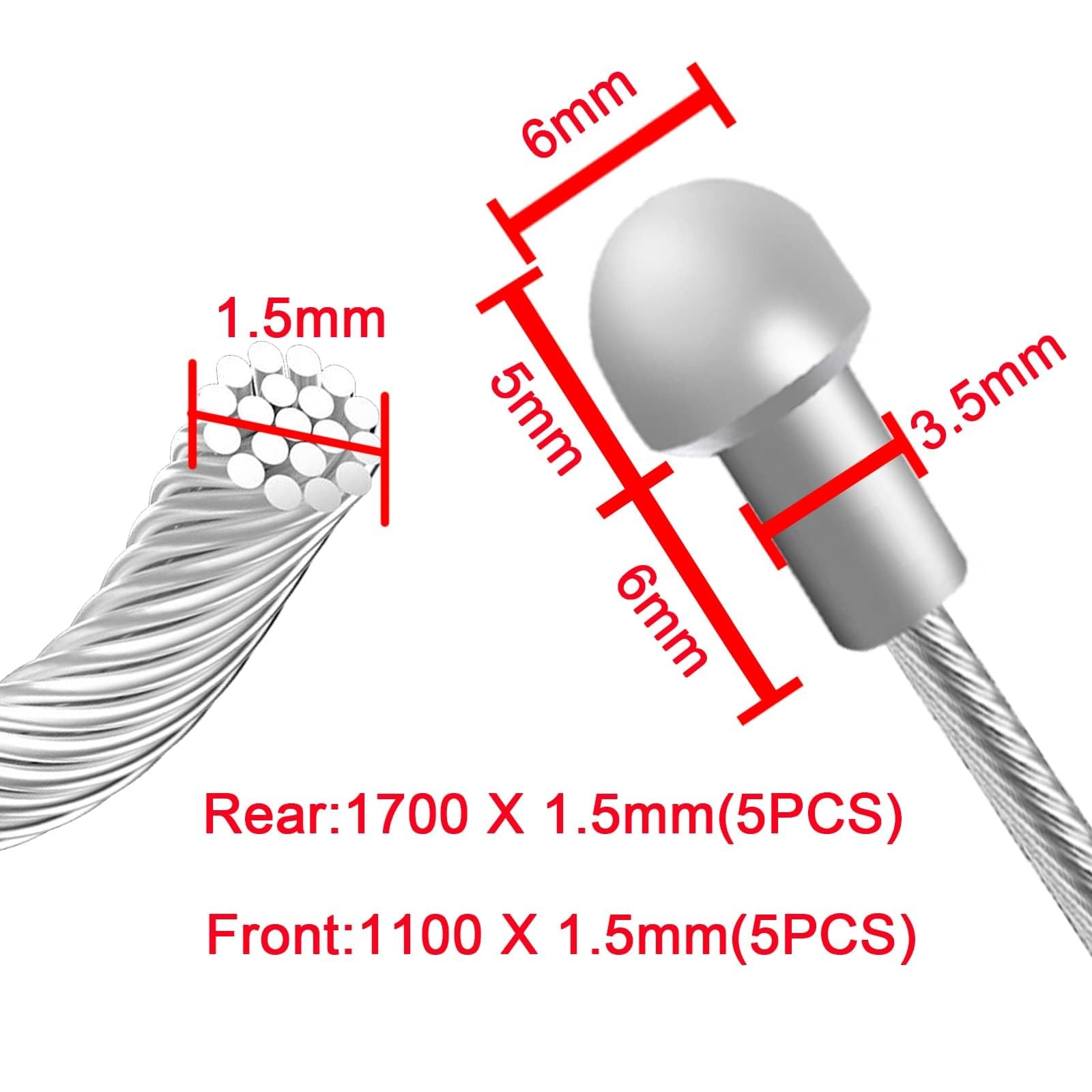 10PCS Bicycle Brake Cable, Bike Derailleur Shifter Cables,Front and Rear Brak…