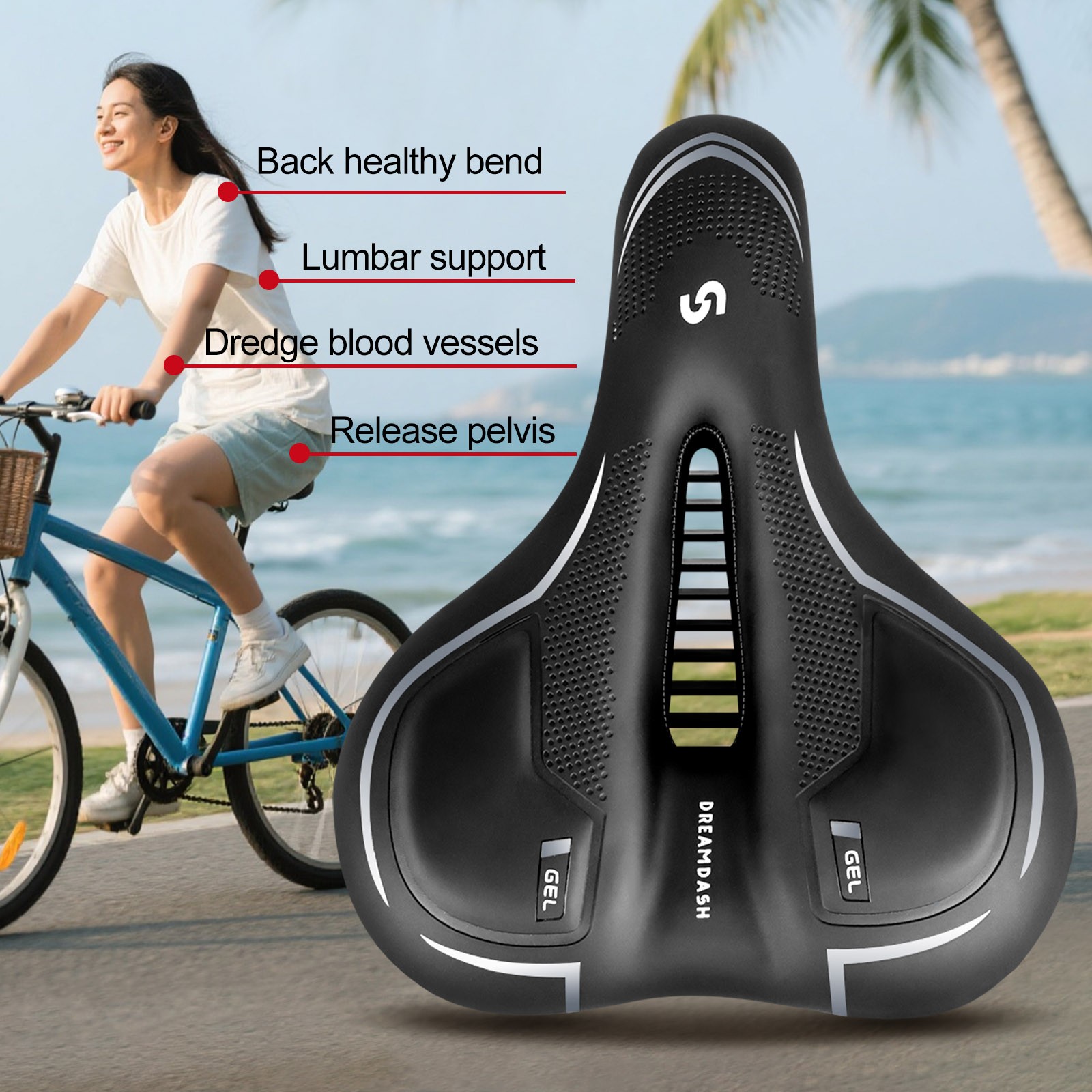 A Pair Bicycle Bike Saddle Seat Comfort Wide Big Bum Soft Gel Cushion Pad Sporty