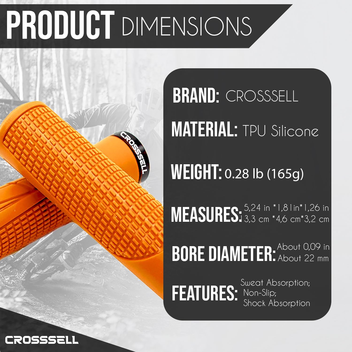 CROSSSELL MTB Grips – Lock-on Bike Handlebar for Standard, Orange