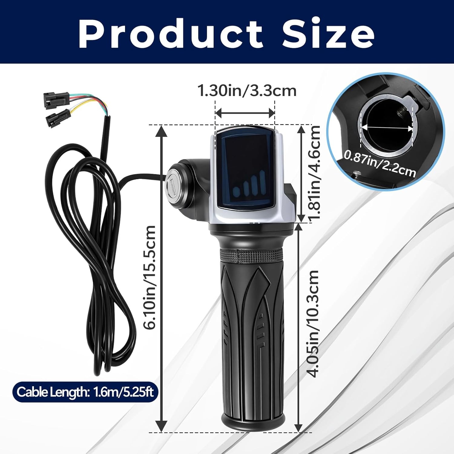 48V Half Twist Throttle with LED Display Grip Lock Key Set, Electric Scooter