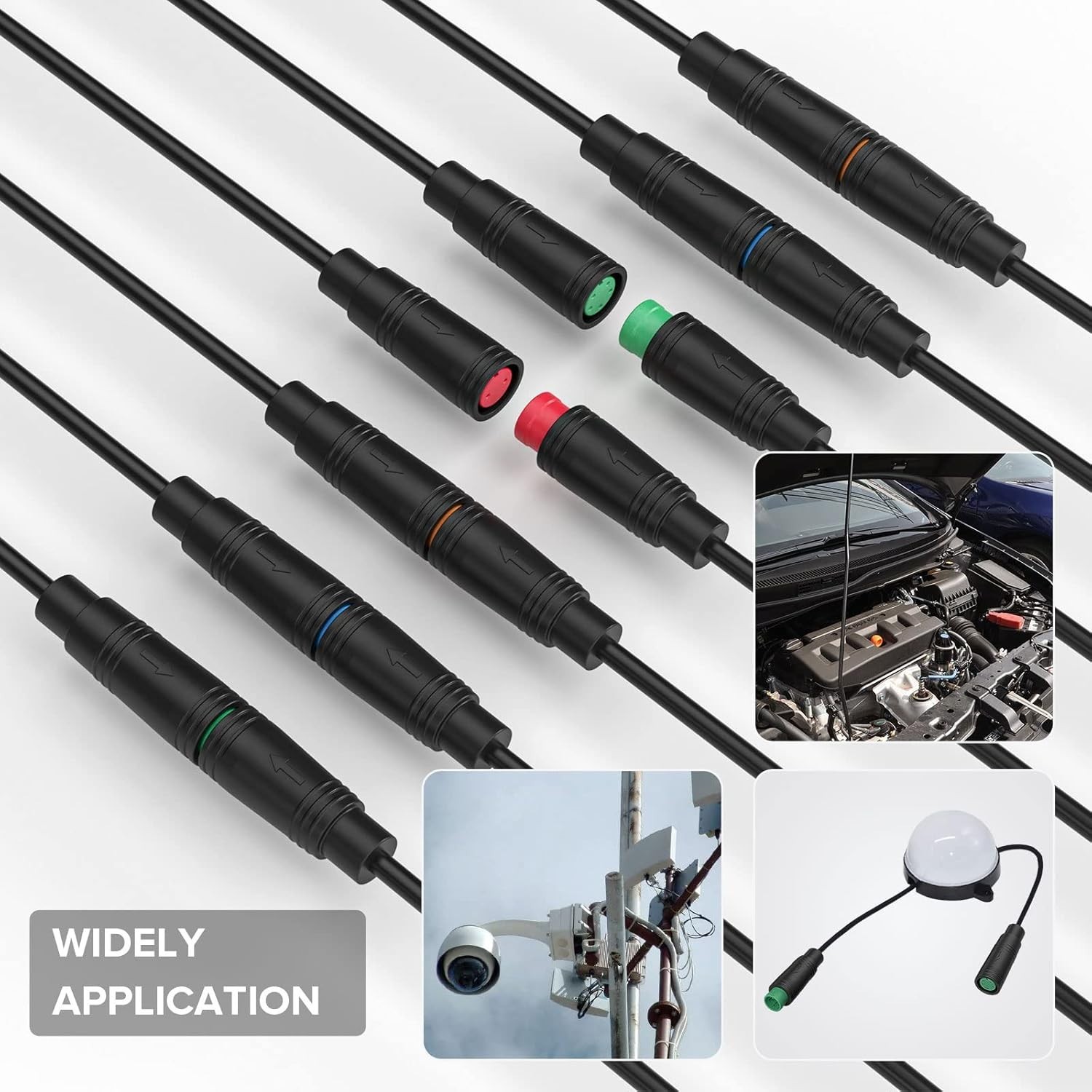 6 Pack Hysmigor 2 Pin Mini Connectors with 7.87in Weatherproof Cables