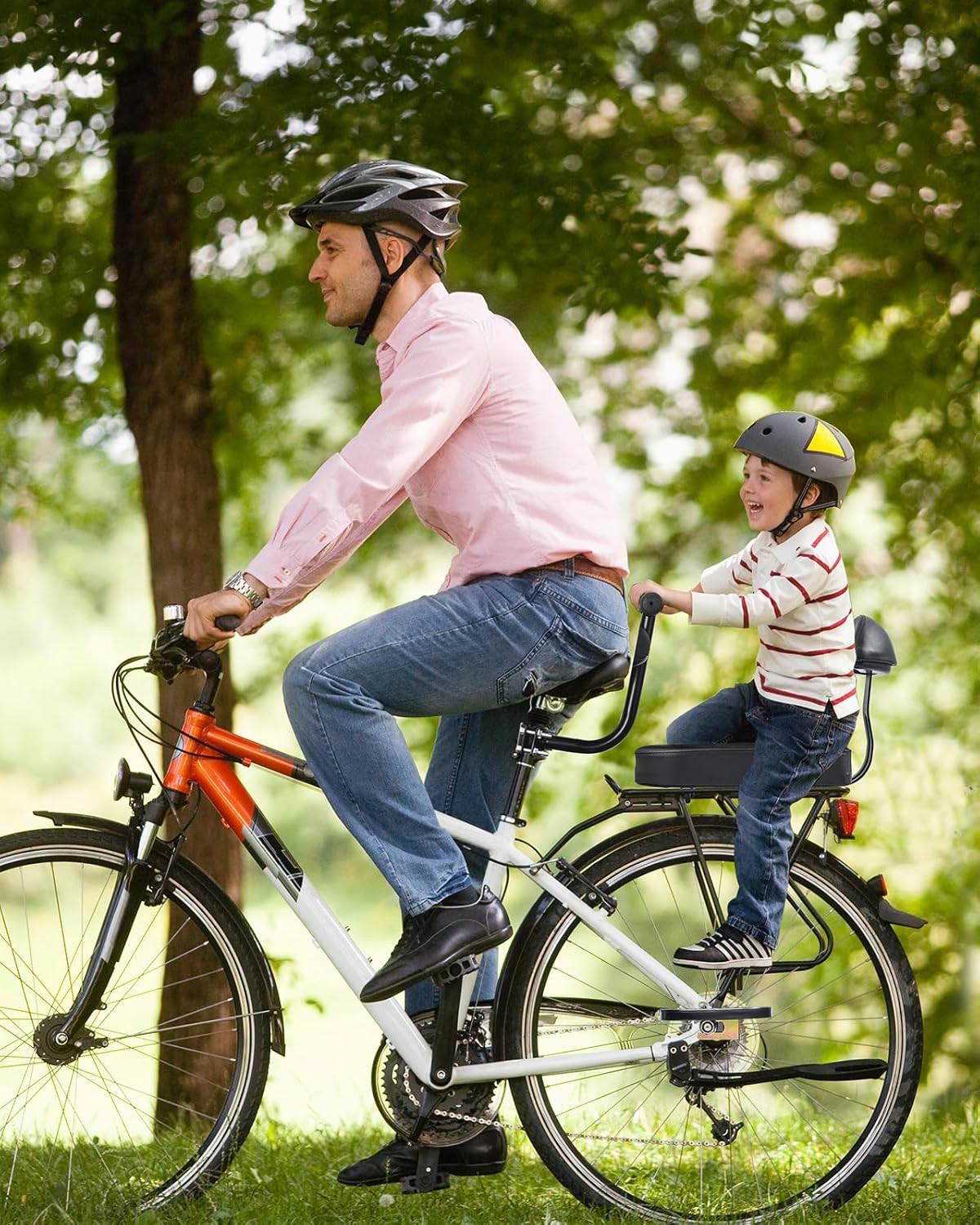 Kids Bike Seat Set, Comfort Bike Seat with Backrest, Wide Child Bicycle Rear Sea