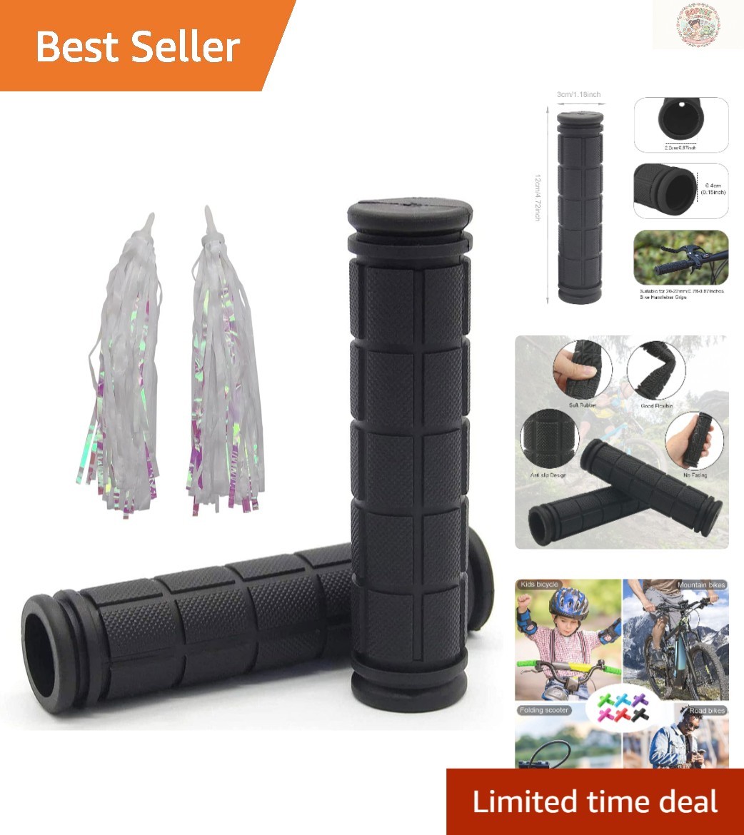Universal Kids Bike Handlebar Grips – Non-Slip, 4.72″ with Tassels for All Bikes