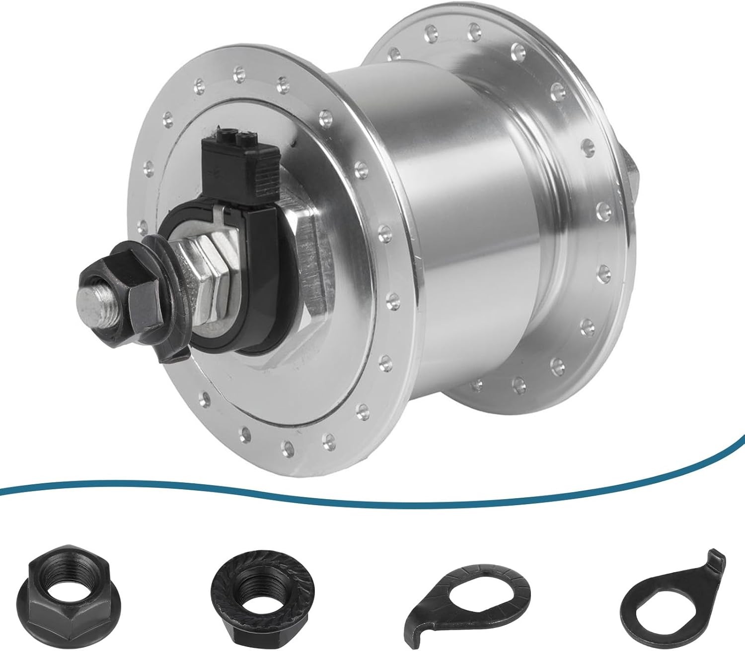Bicycle Hub Nut Kit 3/8″ Flange Axle Nuts + Safety Washers Black 8pc