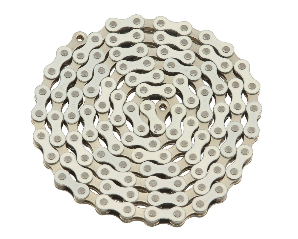 2TONE WHITE SINGLE SPEED BIKE CHAIN OLD SCHOOL BMX VINTAGE SCHWINN CRUISER FIXIE