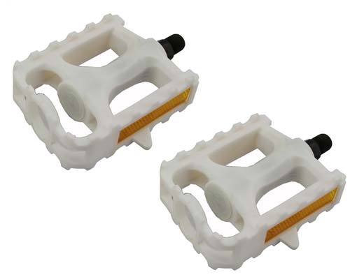 New! Original 1/2″ Bicycle PVC Platform Pedals In White.