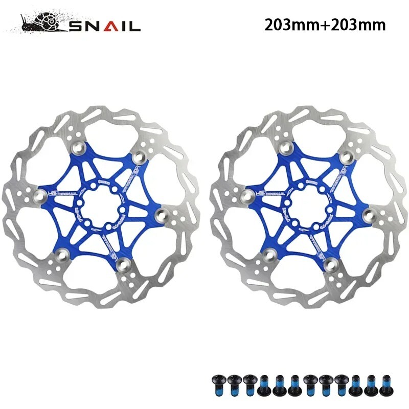 2 PCS Bicycle Brake Rotor Mountain Bike Floating Disc Brake Rotor Blue & 6 Bolts