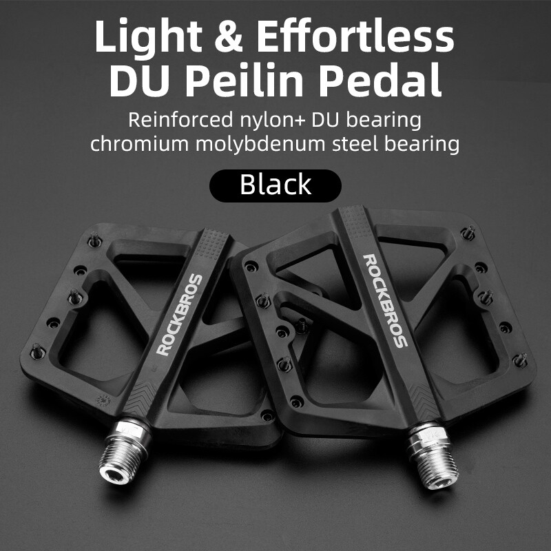 ROCKBROS Bicycle Nylon Pedals Widen DU Bearing Lightweight Cycling Pedals 9/16″