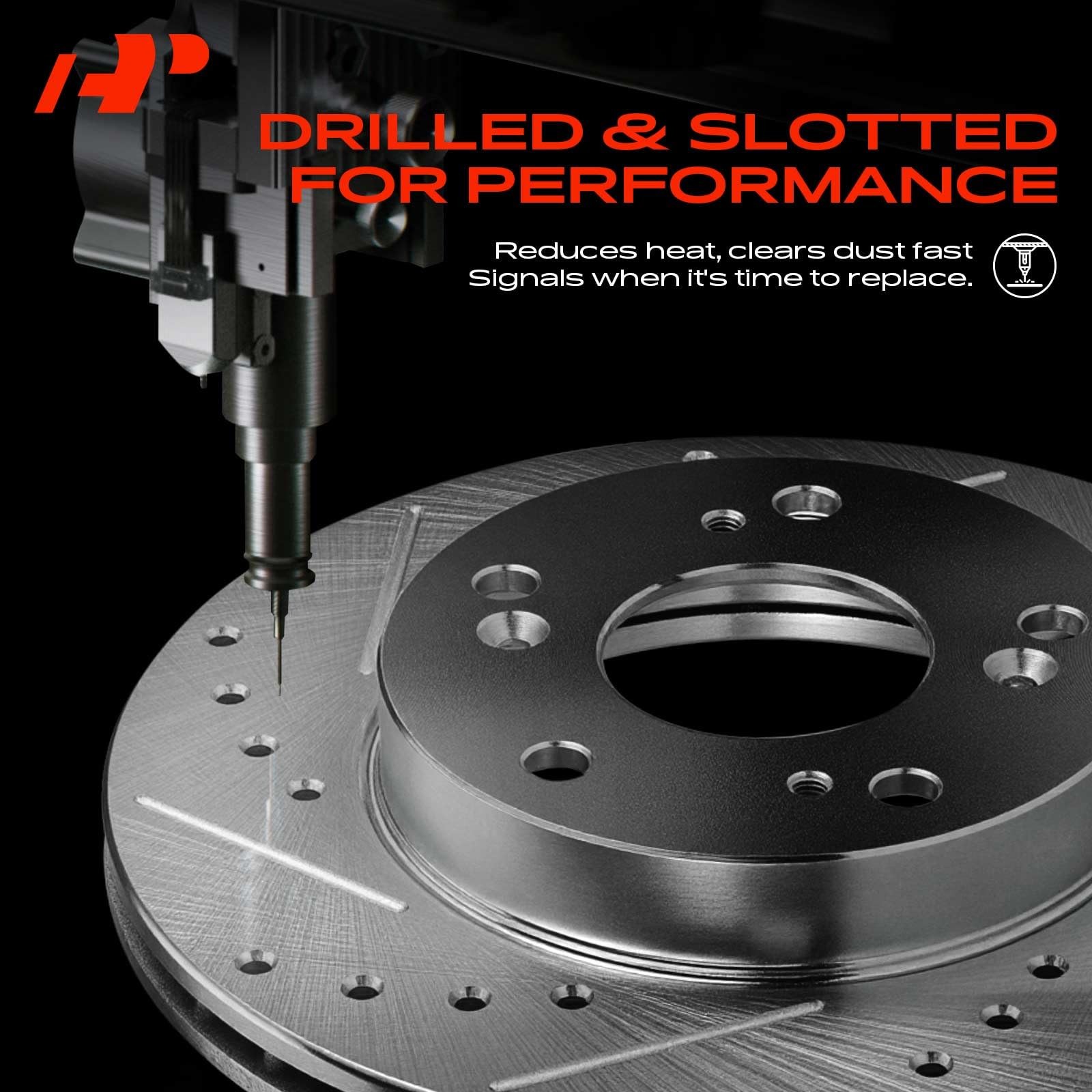 A-Premium 12.01 Inch 305Mm Front Drilled And Slotted Disc Brake Rotors