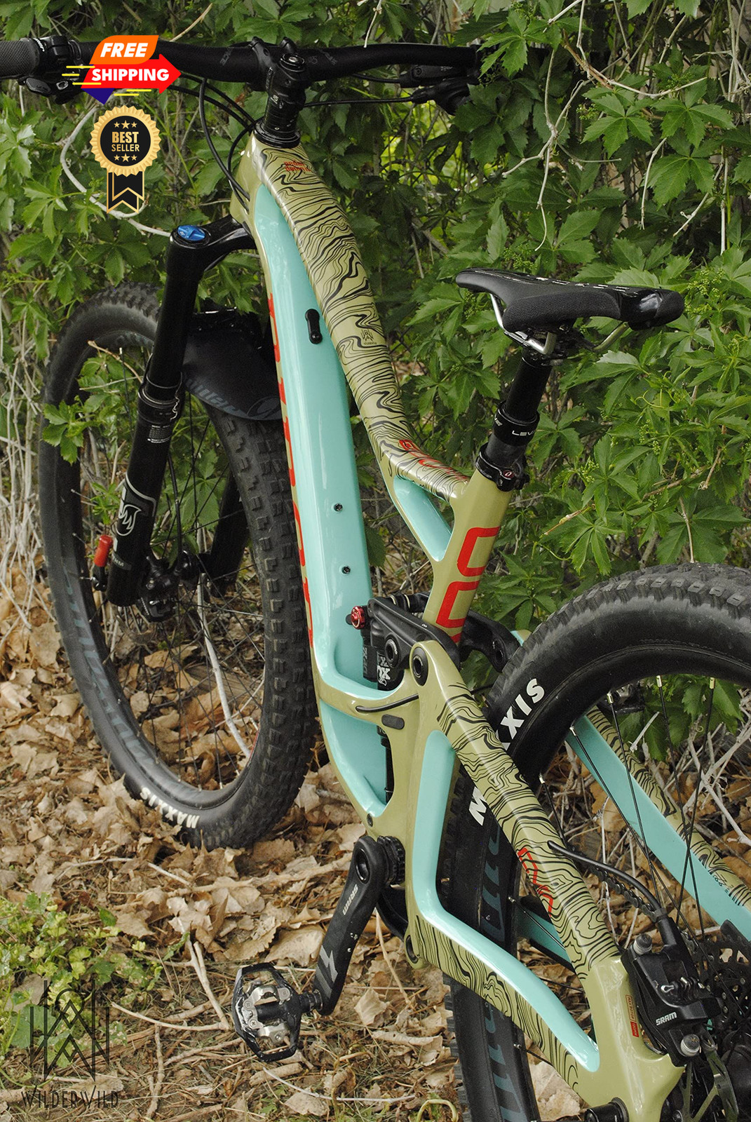 WilderWild Bike Frame Protection Tape- Universal, Topographic Marble Matte