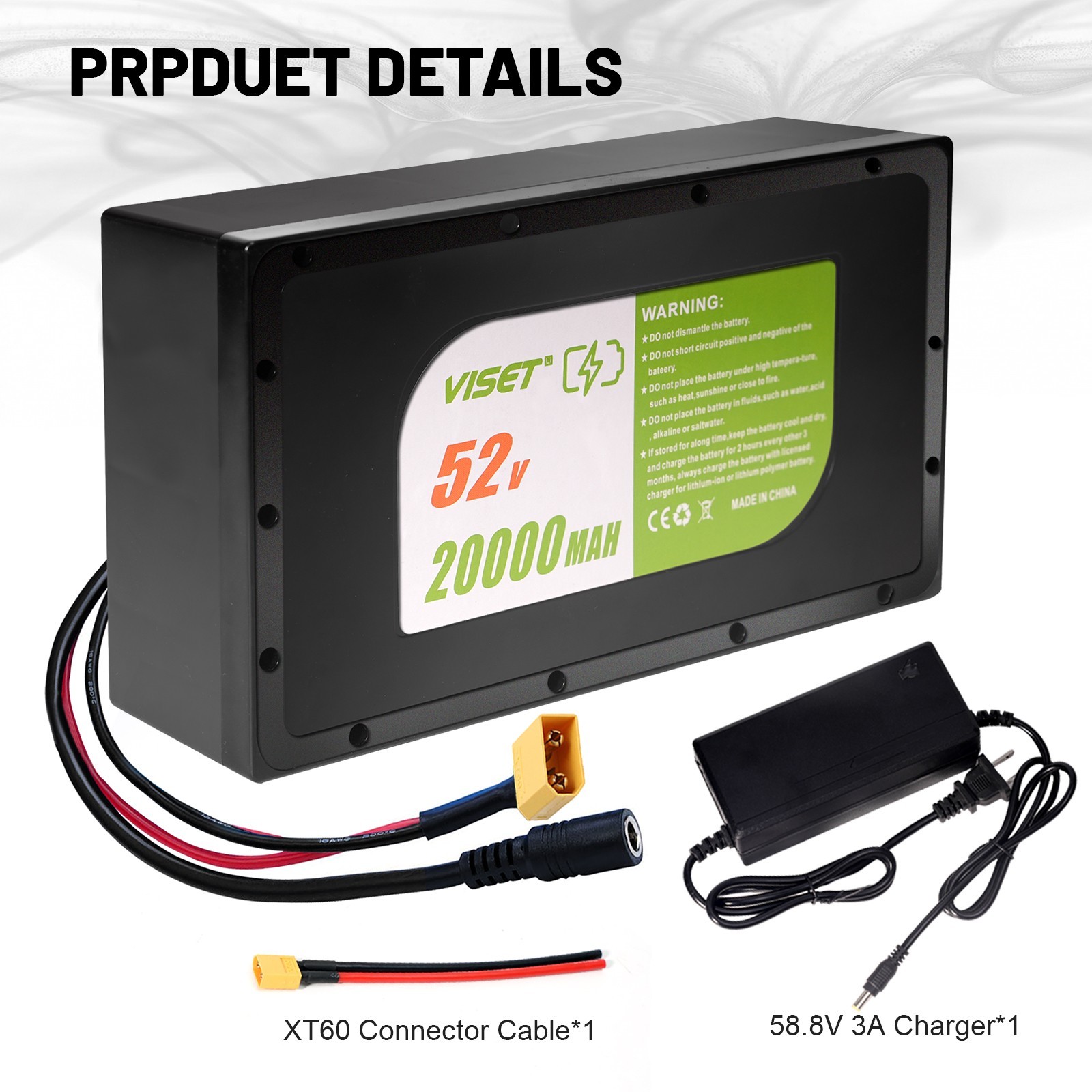 52V 20Ah Lithium ebike Battery for 200W-1500W ebike Bicycle Electric Scooter 30A