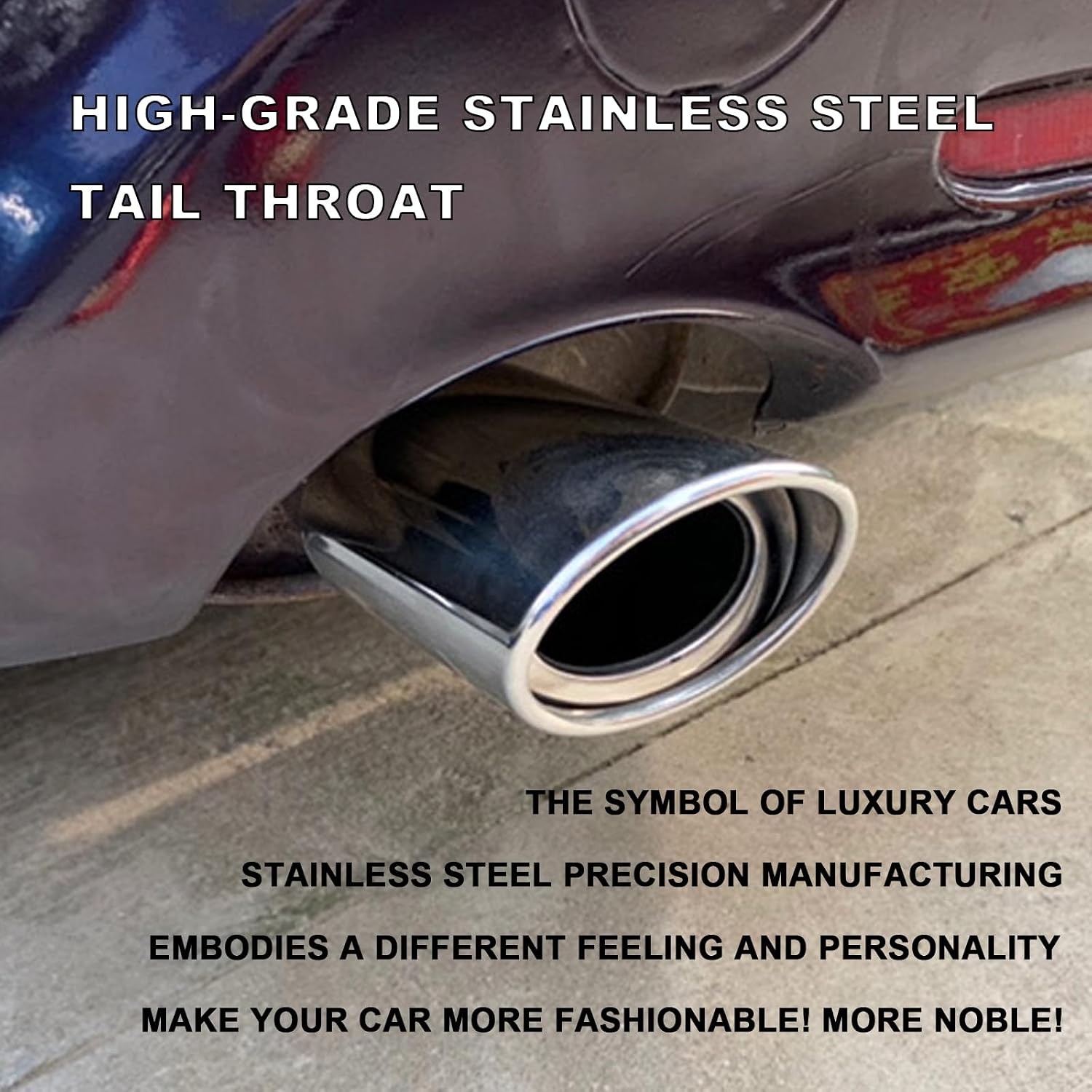 Stainless Steel Car Exhaust Tip 2.5″-3.3″ Adjustable Chrome Silver Straight