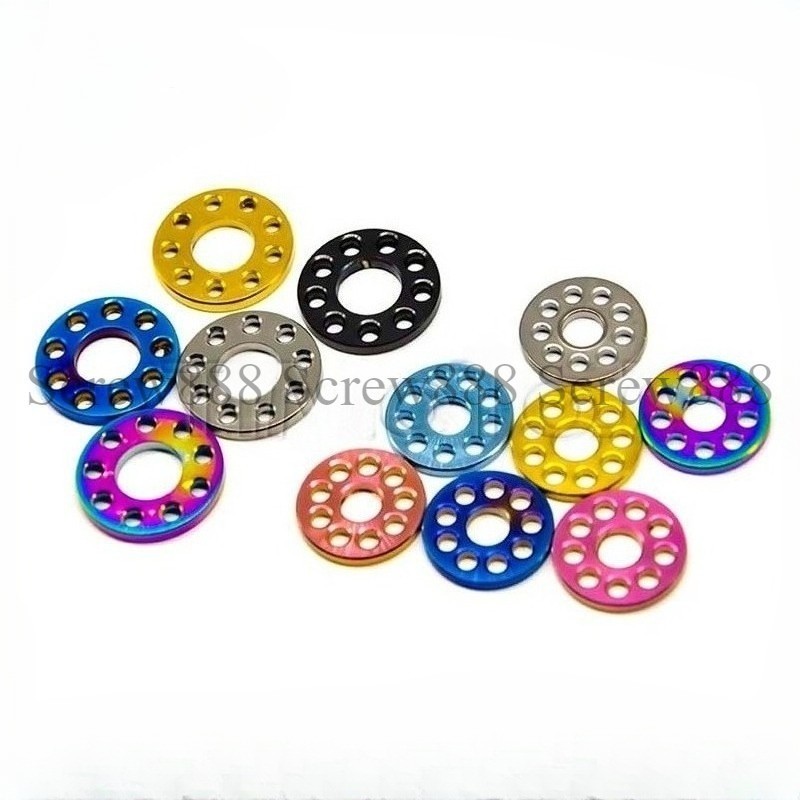 10pcs/lot Titanium Bolts Screws Washer M6M8 M10 Porous Drilled Spacer TiWashers*
