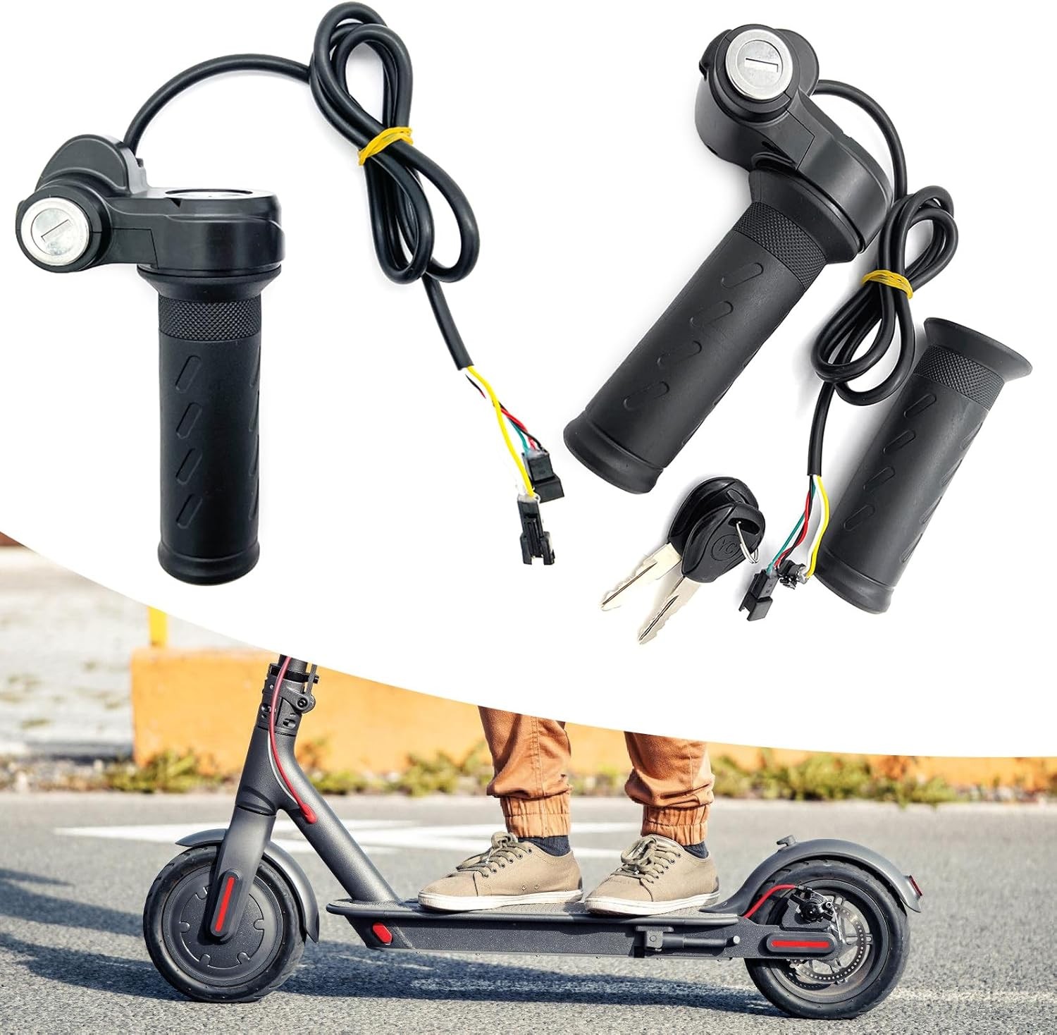 Ebike Full Twist Throttle Grip with 2 Keys Compatible Fit for Ridstar Q20 E-Bike