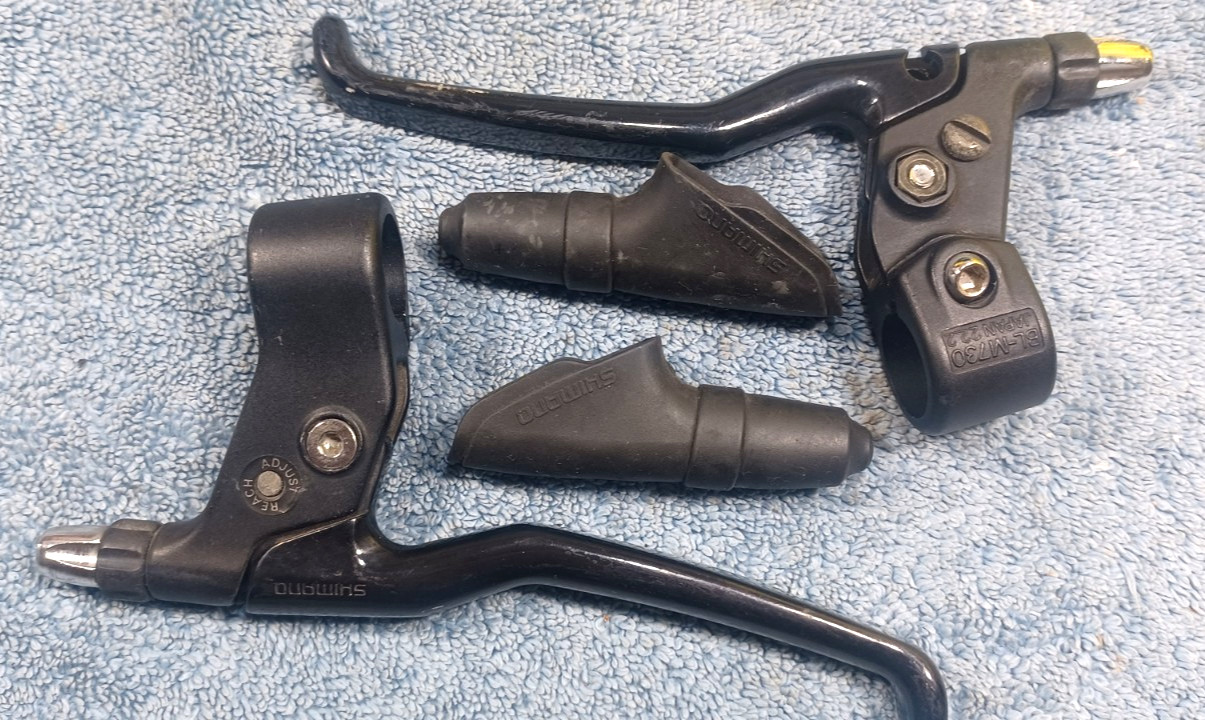 vintage, Shimano Deore XT 4-Finger Long Mountain Bicycle Brake Levers, BL-M730