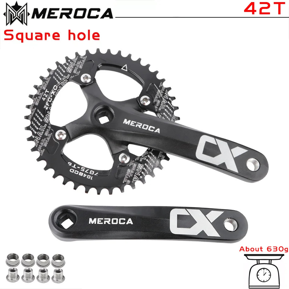 MEROCA Bicycle Crank Chainwheel 104BCD MTB Bike Crankset Aluminum Alloy with Bot