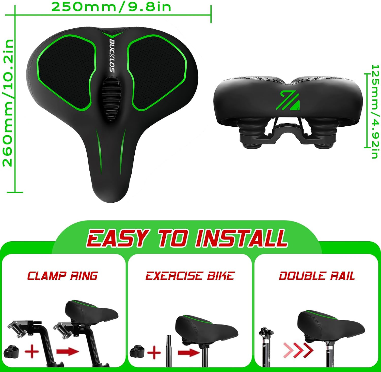 Wide Bike Seat for Men Women Ebike Seats Comfort Extra Large Comfortable Bicycle