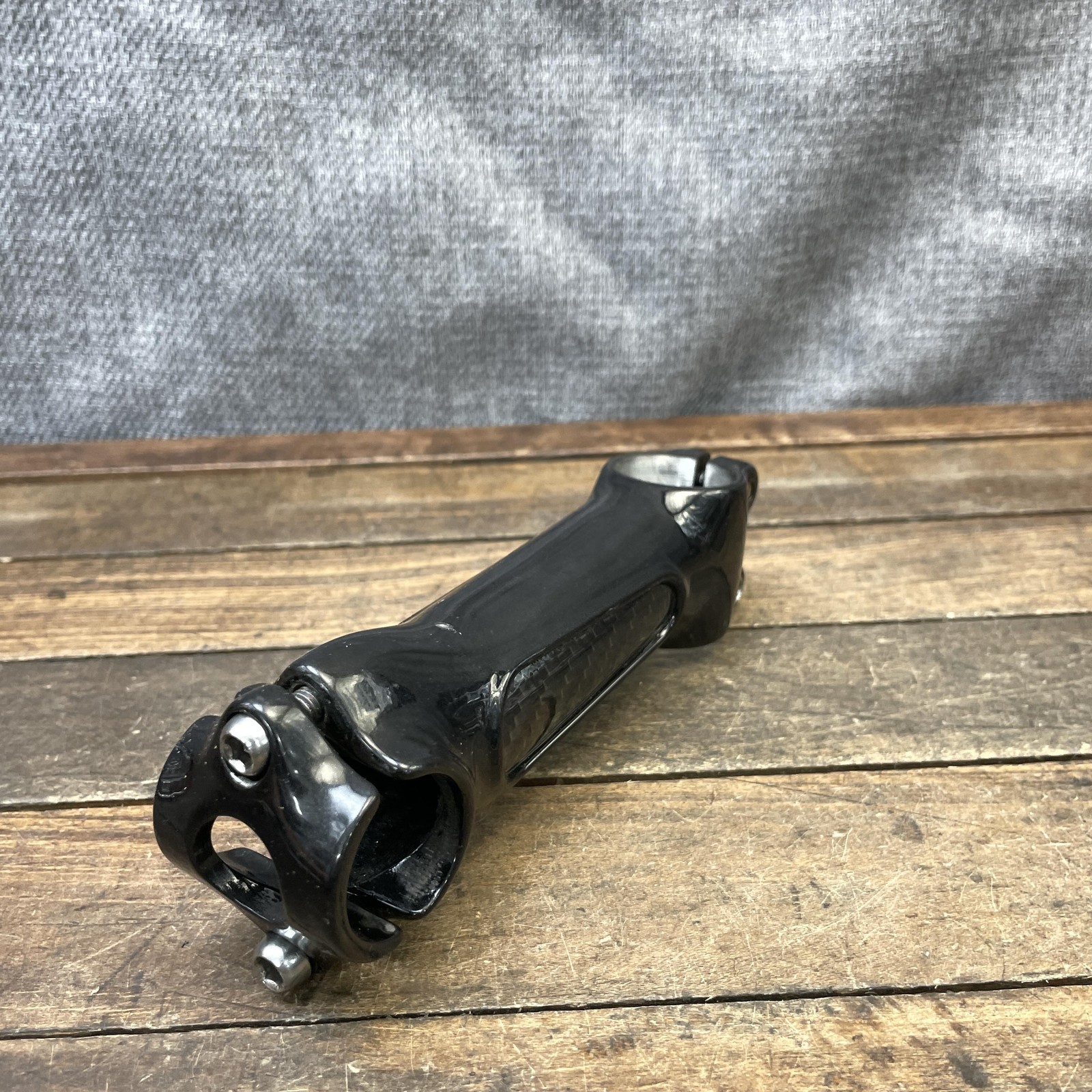 Bike Stem 1 1/8 Threadless Black Carbon Fiber Center 25.4 mm Clamp