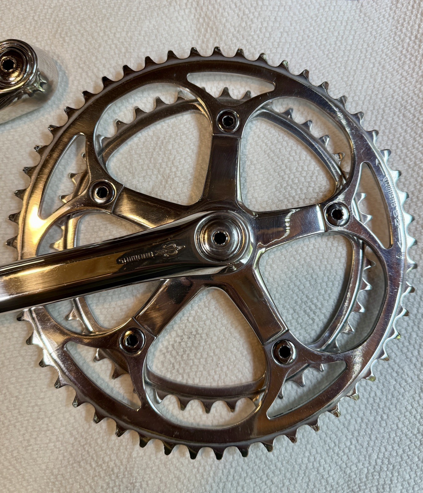 Vintage Shimano Golden Arrow 600 Arabesque Crankset 52×42 170mm Polished Nice