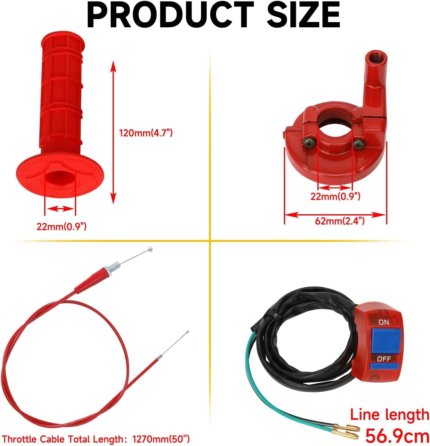 7/8″ Modern Throttle Cable Assembly for Pit Dirt Bikes – Includes Switch & Grips