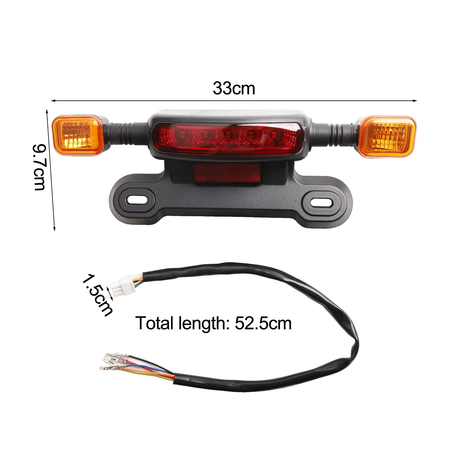 Electric Bicycle Taillight Assembly in Black and Yellow with 12V Support