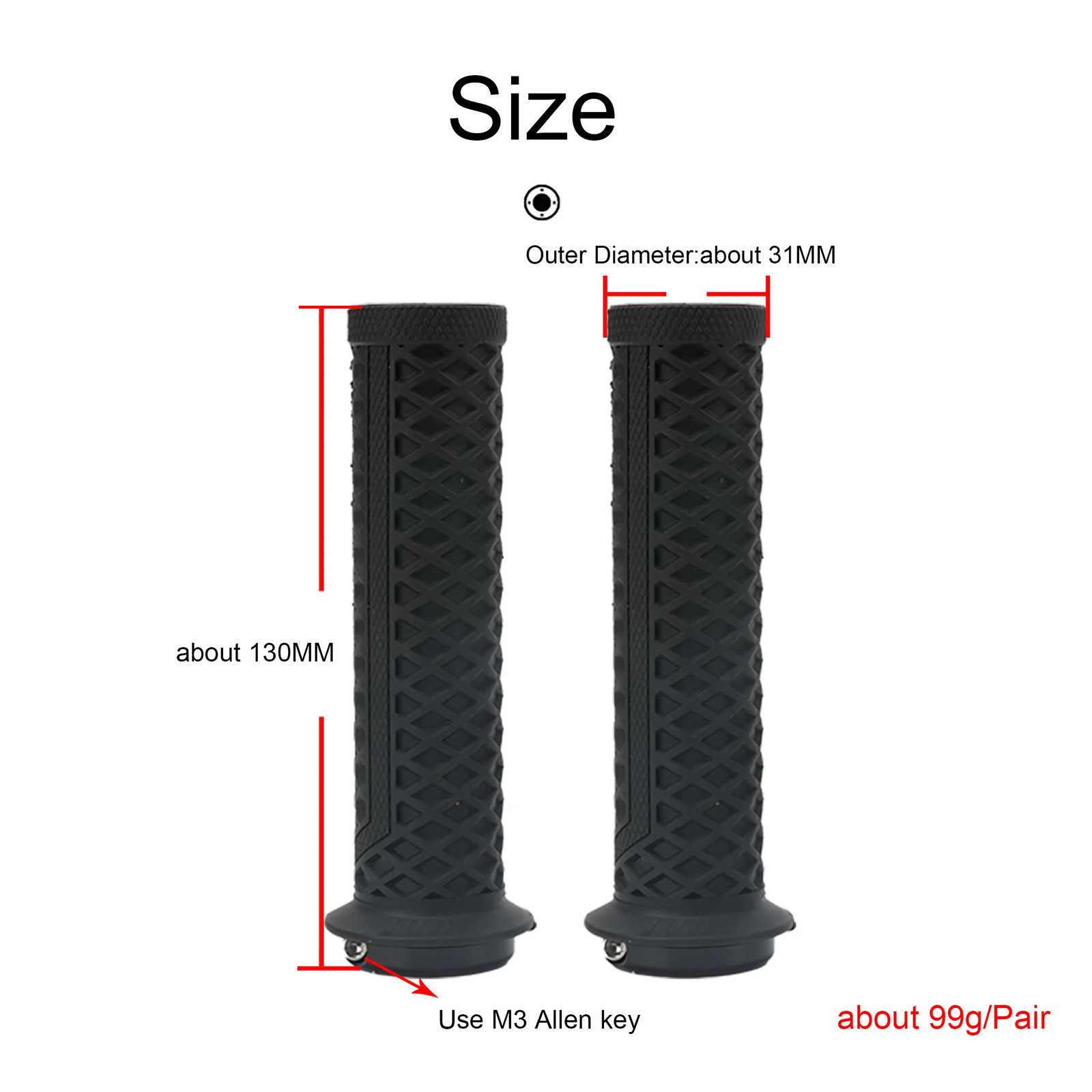 1Pair Lock-On Silicone Mountain Bike Grips Shock-Absorbing Anti-Slip Comfortabl