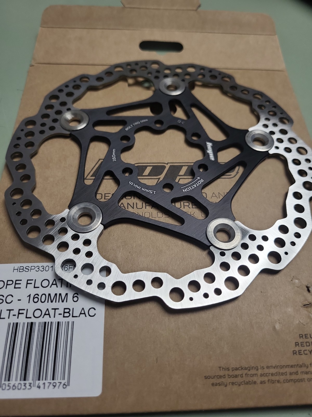 Hope Floating Disc Rotor 160mm Black Free USA Shipping Brand New