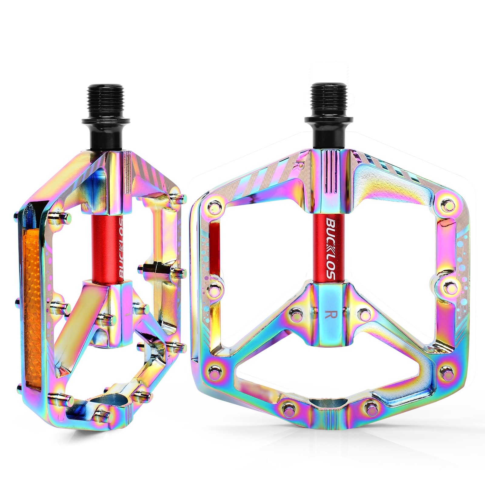 MTB ATB Bicycle Pedal 3 Bearings 9/16” Flat/Platform Pedals Fit Shimano Aluminum
