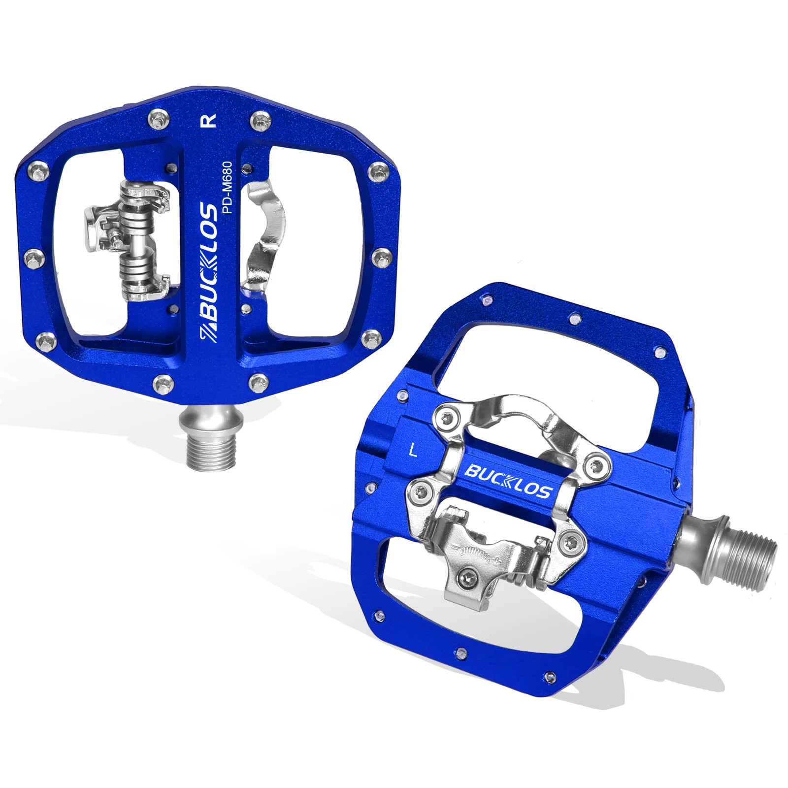 BUCKLOS Dual Function MTB Bike Pedals SPD Compatible Clip-In + Platform 9/16″