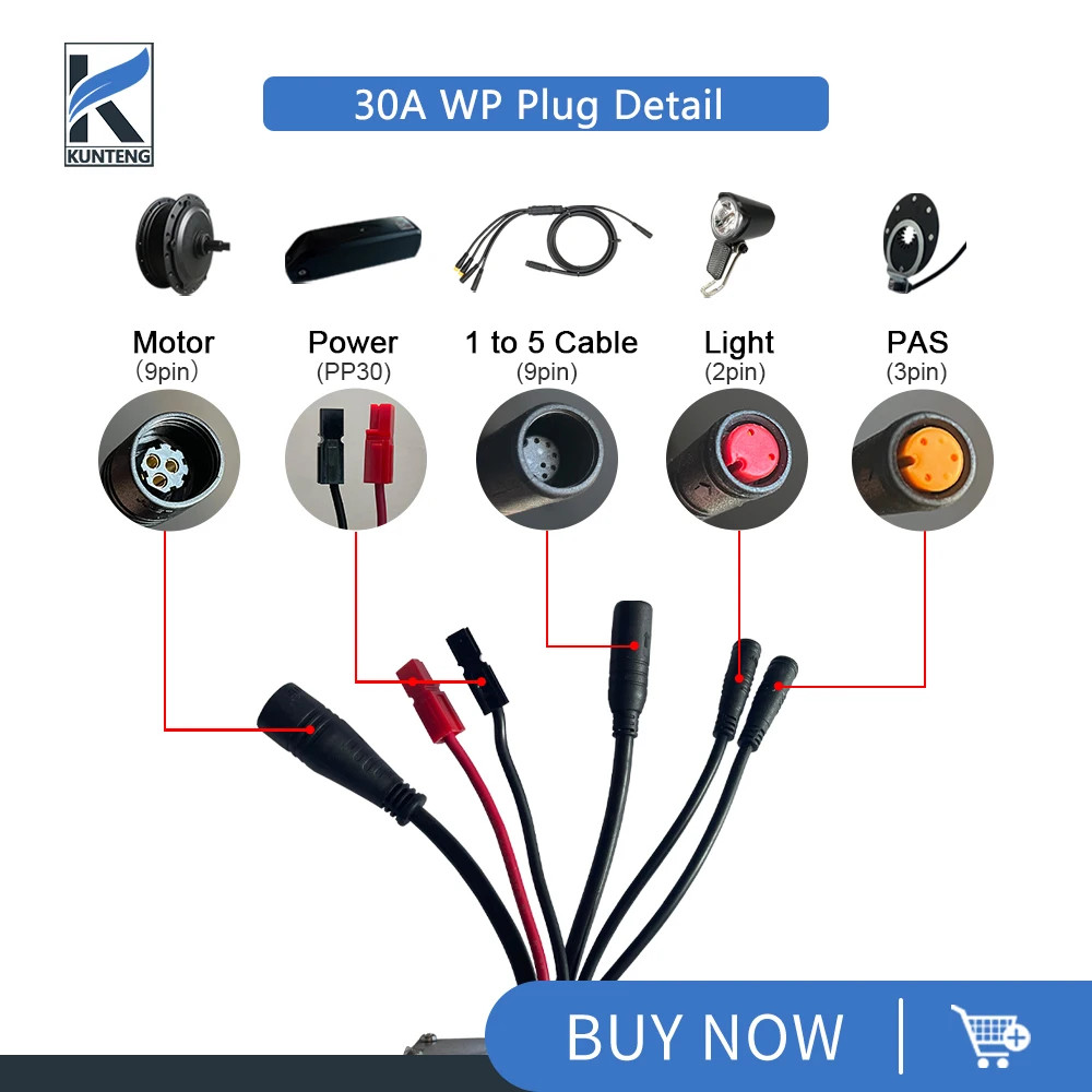 Electric Bicycle Controller 15A-35A SM Waterproof Plug 250W-1500W Hub Motor