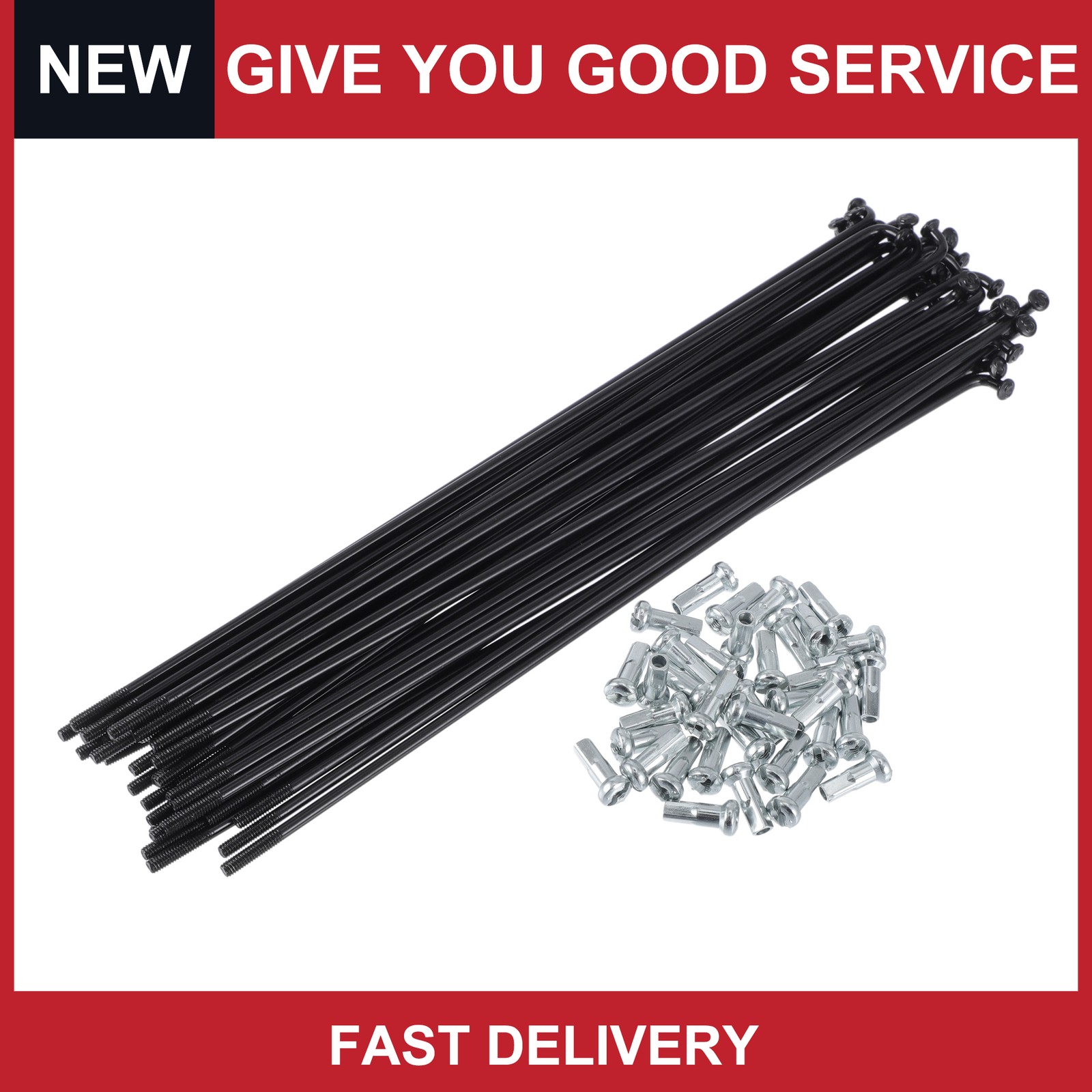1Set 13G 185mm Length Bicycle Spokes Nipple 45 Steel Black Universal