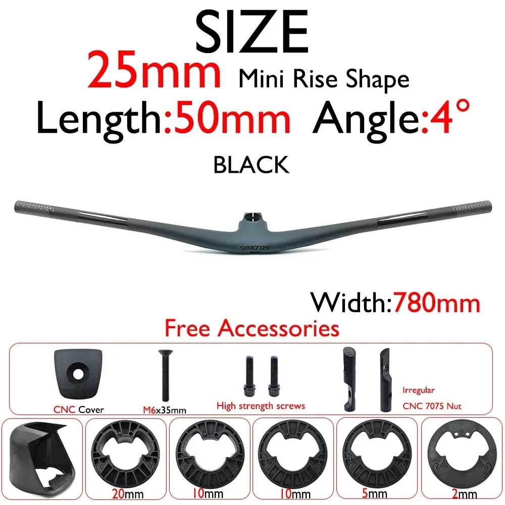 SYNCROS Carbon Integrated MTB Handlebar 4°/5°,15/25mm Rise for Sparks Frame